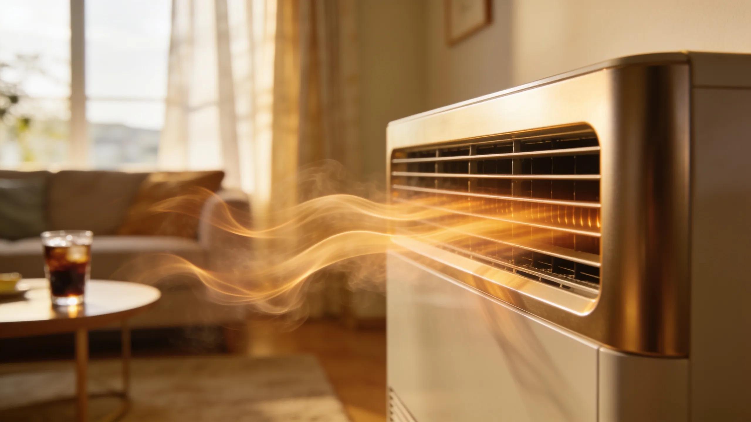 Close-up of air vent blowing warm air in a living room, signaling potential AC issues