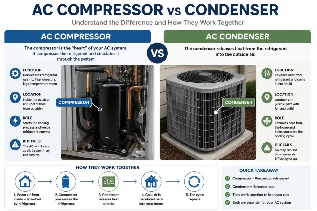 AC Compressor vs Condenser explained