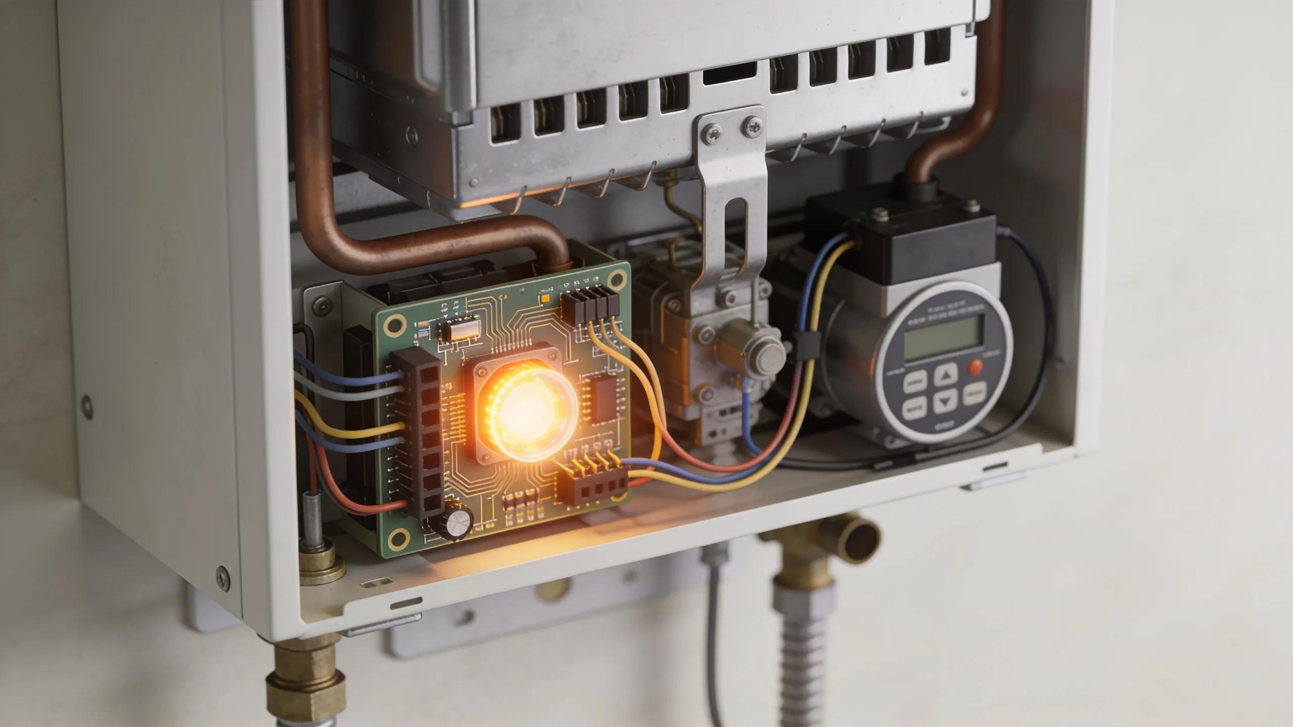 Furnace components including control board and ignition system with blinking light