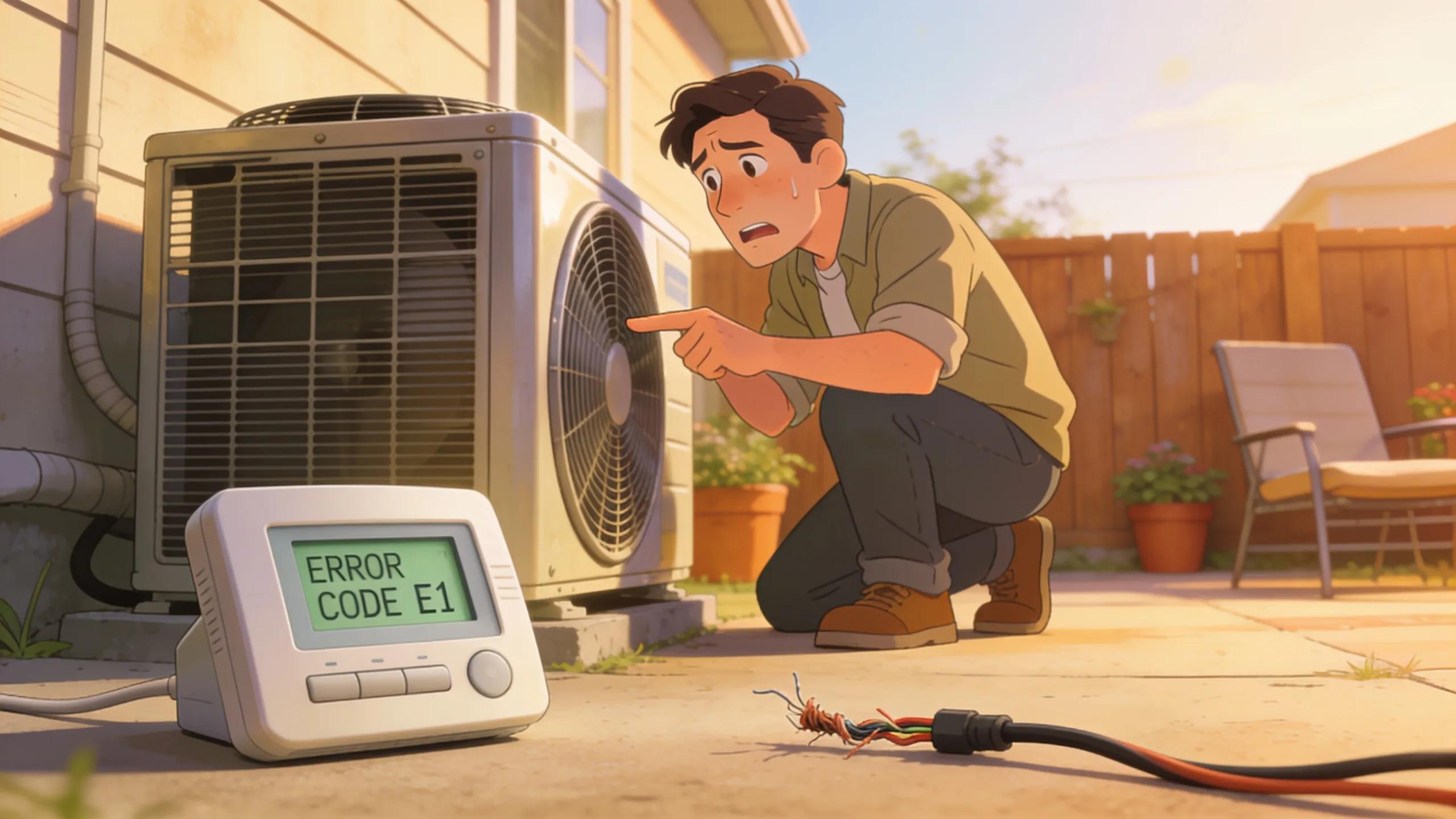 Homeowner inspecting air conditioning unit, highlighting common AC care mistakes