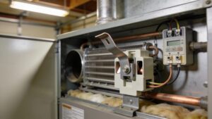 Furnace limit switch in a heating system, highlighting its role in home safety