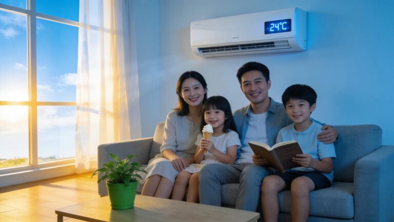 Family enjoying a comfortable home with air conditioning, emphasizing the need for effective HVAC decisions