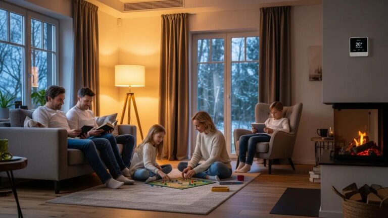Happy family in a comfortable home, emphasizing the benefits of choosing Perfection Contracting for HVAC service